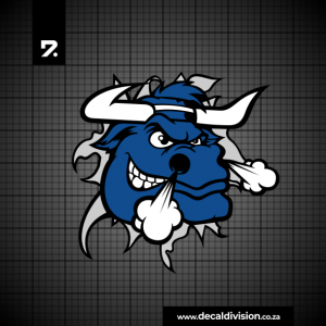 Blue Bull Head Sticker